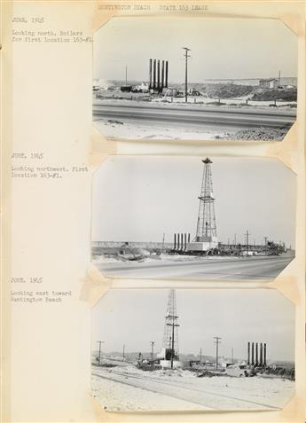 (CALIFORNIA OIL INDUSTRY) Album with approximately 290 photographs depicting oil drilling operations leased by the Signal Oil and Gas C